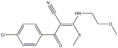 (Z)-2-(4-chlorobenzoyl)-3-[(2-methoxyethyl)amino]-3-(methylsulfanyl)-2-propenenitrile Struktur