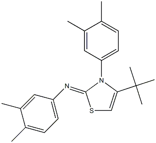 N1-[4-(tert-butyl)-3-(3,4-dimethylphenyl)-2,3-dihydro-1,3-thiazol-2-yliden]-3,4-dimethylaniline Struktur