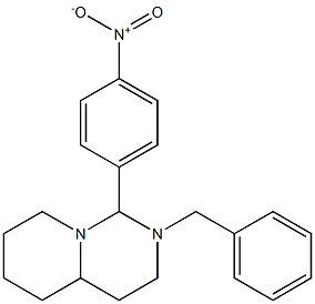 2-benzyl-1-(4-nitrophenyl)perhydropyrido[1,2-c]pyrimidine Struktur