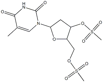 {5-(5-methyl-2,4-dioxo-1,2,3,4-tetrahydropyrimidin-1-yl)-3-[(methylsulfonyl)oxy]tetrahydrofuran-2-yl}methyl methanesulfonate Struktur