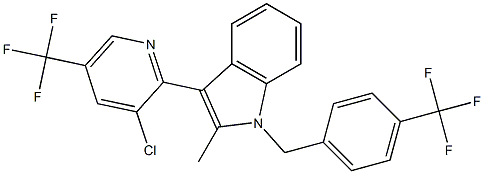 3-[3-chloro-5-(trifluoromethyl)-2-pyridinyl]-2-methyl-1-[4-(trifluoromethyl)benzyl]-1H-indole Struktur