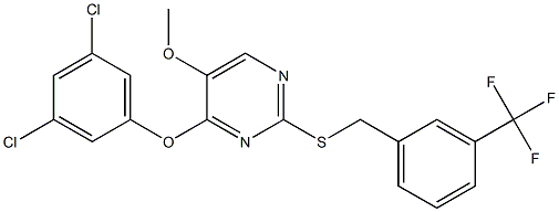 4-(3,5-dichlorophenoxy)-5-methoxy-2-{[3-(trifluoromethyl)benzyl]sulfanyl}pyrimidine Struktur