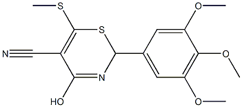 4-hydroxy-6-(methylthio)-2-(3,4,5-trimethoxyphenyl)-2H-1,3-thiazine-5-carbonitrile Struktur