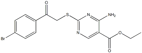 ethyl 4-amino-2-{[2-(4-bromophenyl)-2-oxoethyl]thio}pyrimidine-5-carboxylate Struktur