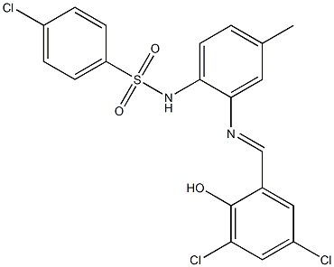 N1-{2-[(3,5-dichloro-2-hydroxybenzylidene)amino]-4-methylphenyl}-4-chlorobenzene-1-sulfonamide Struktur