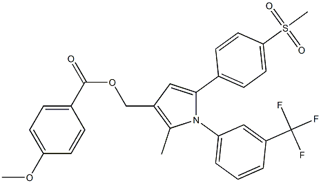 {2-methyl-5-[4-(methylsulfonyl)phenyl]-1-[3-(trifluoromethyl)phenyl]-1H-pyrrol-3-yl}methyl 4-methoxybenzenecarboxylate Struktur