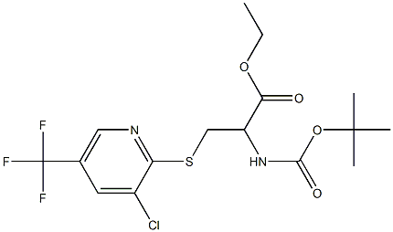 ethyl 2-[(tert-butoxycarbonyl)amino]-3-{[3-chloro-5-(trifluoromethyl)-2-pyridinyl]sulfanyl}propanoate Struktur