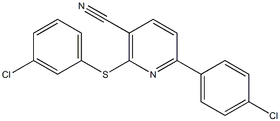 6-(4-chlorophenyl)-2-[(3-chlorophenyl)sulfanyl]nicotinonitrile Struktur