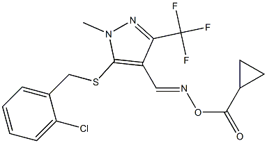 N-{[5-[(2-chlorobenzyl)sulfanyl]-1-methyl-3-(trifluoromethyl)-1H-pyrazol-4-yl]methylene}-N-[(cyclopropylcarbonyl)oxy]amine Struktur