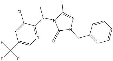 2-benzyl-4-[[3-chloro-5-(trifluoromethyl)-2-pyridinyl](methyl)amino]-5-methyl-2,4-dihydro-3H-1,2,4-triazol-3-one Struktur