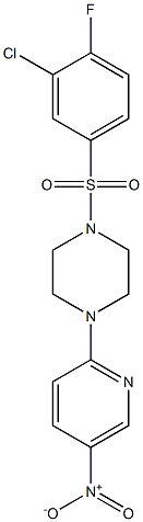 1-[(3-chloro-4-fluorophenyl)sulfonyl]-4-(5-nitro-2-pyridyl)piperazine Struktur