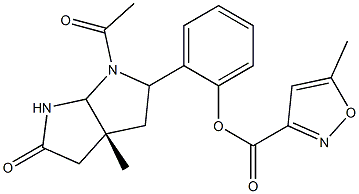 2-[(3aR)-1-acetyl-3a-methyl-5-oxooctahydropyrrolo[2,3-b]pyrrol-2-yl]phenyl 5-methyl-3-isoxazolecarboxylate Struktur