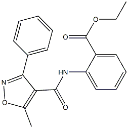 ethyl 2-{[(5-methyl-3-phenyl-4-isoxazolyl)carbonyl]amino}benzenecarboxylate Struktur