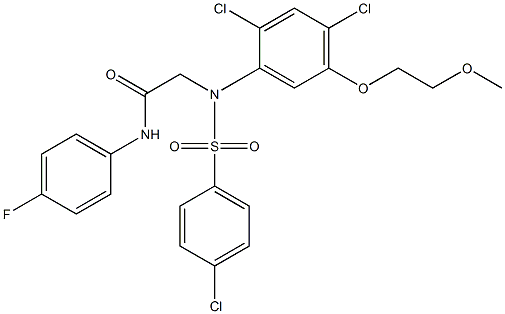 2-(N-(4-chlorophenylsulfonyl)-2,4-dichloro-5-(2-methoxyethoxy)phenylamino)-N-(4-fluorophenyl)acetamide Struktur