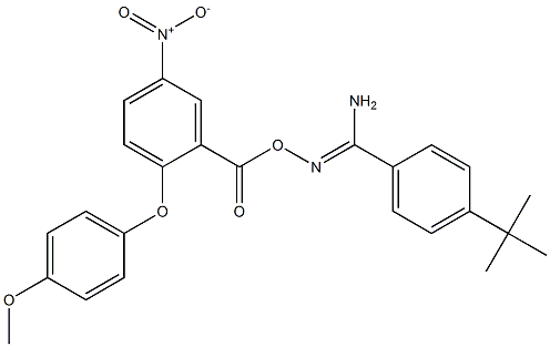 O1-[2-(4-methoxyphenoxy)-5-nitrobenzoyl]-4-(tert-butyl)benzene-1-carbohydroximamide Struktur