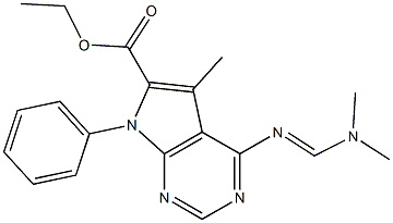 ethyl 4-{[(dimethylamino)methylidene]amino}-5-methyl-7-phenyl-7H-pyrrolo[2,3-d]pyrimidine-6-carboxylate Struktur