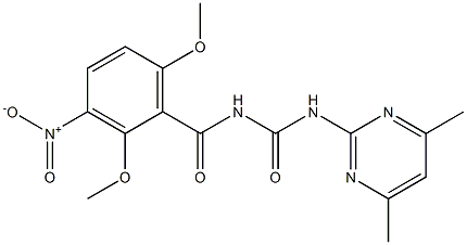 N-(2,6-dimethoxy-3-nitrobenzoyl)-N'-(4,6-dimethylpyrimidin-2-yl)urea Struktur