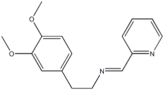 N1-(2-pyridylmethylidene)-2-(3,4-dimethoxyphenyl)ethan-1-amine Struktur