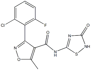 3-(2-chloro-6-fluorophenyl)-5-methyl-N-(3-oxo-2,3-dihydro-1,2,4-thiadiazol-5-yl)-4-isoxazolecarboxamide Struktur