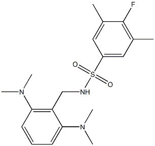 N1-[2,6-di(dimethylamino)benzyl]-4-fluoro-3,5-dimethylbenzene-1-sulfonamide Struktur