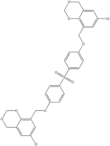 6-chloro-8-{[4-({4-[(6-chloro-4H-1,3-benzodioxin-8-yl)methoxy]phenyl}sulfonyl)phenoxy]methyl}-4H-1,3-benzodioxine Struktur