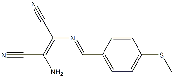 (Z)-2-amino-3-({(E)-[4-(methylsulfanyl)phenyl]methylidene}amino)-2-butenedinitrile Struktur