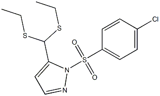 {1-[(4-chlorophenyl)sulfonyl]-1H-pyrazol-5-yl}(ethylsulfanyl)methyl ethyl sulfide Struktur