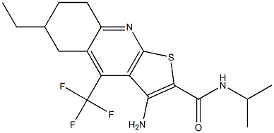 3-amino-6-ethyl-N-isopropyl-4-(trifluoromethyl)-5,6,7,8-tetrahydrothieno[2,3-b]quinoline-2-carboxamide Struktur