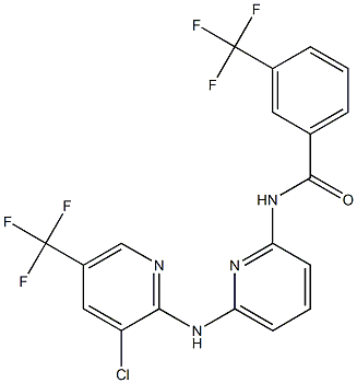 N-(6-{[3-chloro-5-(trifluoromethyl)-2-pyridinyl]amino}-2-pyridinyl)-3-(trifluoromethyl)benzenecarboxamide Struktur