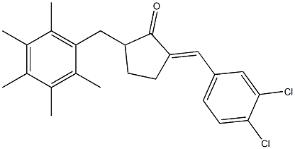 2-(3,4-dichlorobenzylidene)-5-(2,3,4,5,6-pentamethylbenzyl)cyclopentan-1-on e Struktur