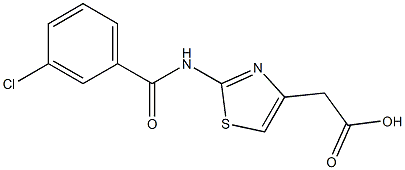 2-{2-[(3-chlorobenzoyl)amino]-1,3-thiazol-4-yl}acetic acid Struktur