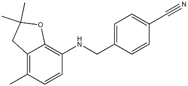 4-{[(2,2,4-trimethyl-2,3-dihydro-1-benzofuran-7-yl)amino]methyl}benzenecarbonitrile Struktur