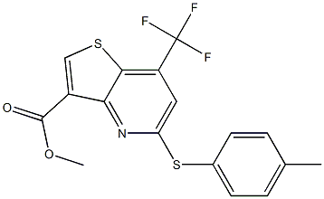 methyl 5-[(4-methylphenyl)thio]-7-(trifluoromethyl)thieno[3,2-b]pyridine-3-carboxylate Struktur