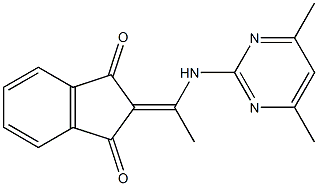 2-{1-[(4,6-dimethyl-2-pyrimidinyl)amino]ethylidene}-1H-indene-1,3(2H)-dione Struktur