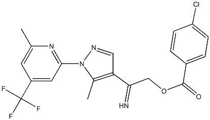 2-(4-{[(4-chlorobenzoyl)oxy]ethanimidoyl}-5-methyl-1H-pyrazol-1-yl)-6-methyl-4-(trifluoromethyl)pyridine Struktur