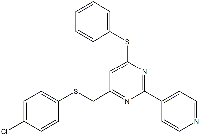 4-chlorophenyl [6-(phenylsulfanyl)-2-(4-pyridinyl)-4-pyrimidinyl]methyl sulfide Struktur