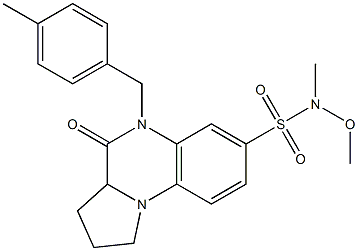 N-methoxy-N-methyl-5-(4-methylbenzyl)-4-oxo-1,2,3,3a,4,5-hexahydropyrrolo[1,2-a]quinoxaline-7-sulfonamide Struktur