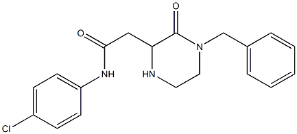 N1-(4-chlorophenyl)-2-(4-benzyl-3-oxo-2-piperazinyl)acetamide Struktur