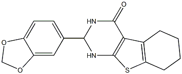 2-(1,3-benzodioxol-5-yl)-1,2,3,4,5,6,7,8-octahydrobenzo[4,5]thieno[2,3-d]pyrimidin-4-one Struktur