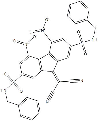 N2,N7-dibenzyl-9-(dicyanomethylene)-4,5-dinitro-9H-2,7-fluorenedisulfonamide Struktur