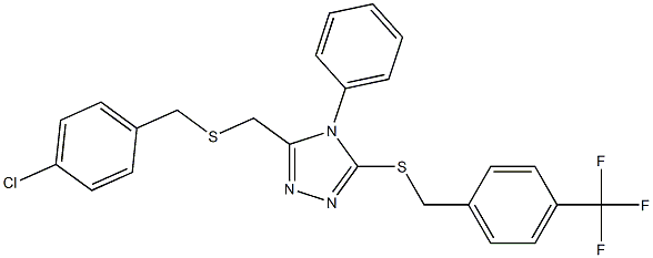 4-chlorobenzyl (4-phenyl-5-{[4-(trifluoromethyl)benzyl]sulfanyl}-4H-1,2,4-triazol-3-yl)methyl sulfide Struktur