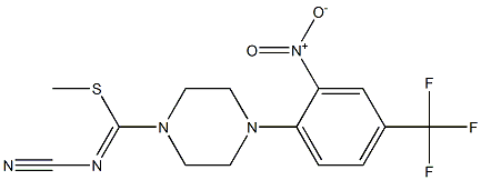 methyl N-cyano-4-[2-nitro-4-(trifluoromethyl)phenyl]tetrahydropyrazine-1(2H)-carbimidothioate Struktur