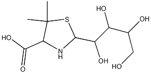 5,5-dimethyl-2-(1,2,3,4-tetrahydroxybutyl)-1,3-thiazolane-4-carboxylic acid Struktur