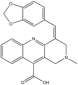 4-Benzo[1,3]dioxol-5-ylmethylene-2-methyl-1,2,3,4-tetrahydro-benzo[b][1,6]naphthyridine-10-carboxylic acid Struktur