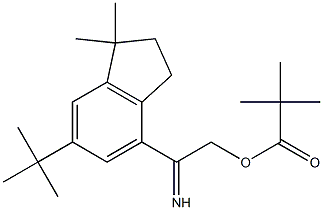 6-(tert-butyl)-4-{[(2,2-dimethylpropanoyl)oxy]ethanimidoyl}-1,1-dimethylindane Struktur