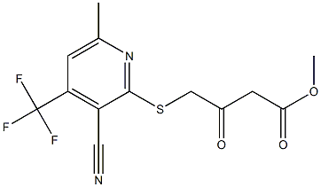 methyl 4-{[3-cyano-6-methyl-4-(trifluoromethyl)-2-pyridinyl]sulfanyl}-3-oxobutanoate Struktur