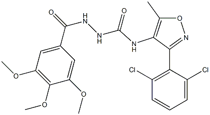 N1-[3-(2,6-dichlorophenyl)-5-methylisoxazol-4-yl]-2-(3,4,5-trimethoxybenzoyl)hydrazine-1-carboxamide Struktur