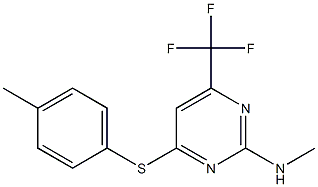 N-methyl-4-[(4-methylphenyl)sulfanyl]-6-(trifluoromethyl)-2-pyrimidinamine Struktur