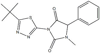 3-[5-(tert-butyl)-1,3,4-thiadiazol-2-yl]-1-methyl-5-phenylimidazolidine-2,4-dione Struktur