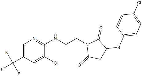 3-[(4-chlorophenyl)sulfanyl]-1-(2-{[3-chloro-5-(trifluoromethyl)-2-pyridinyl]amino}ethyl)dihydro-1H-pyrrole-2,5-dione Struktur